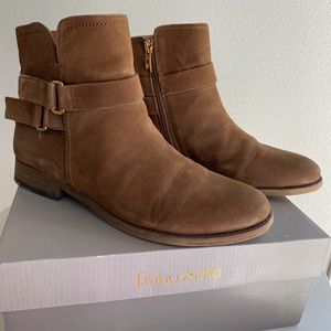 Franco Sarto Ankle Boots Suede Leather Buckle Detail 8.5 in Box